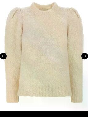Isabel Marant Cream Bouclé Puff-Shoulder Turtleneck Sweater